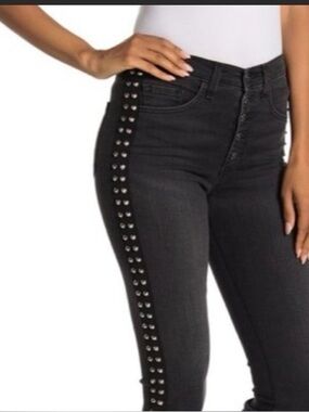 Veronica Beard Carolyn Bootcut Studded Frayed Jeans